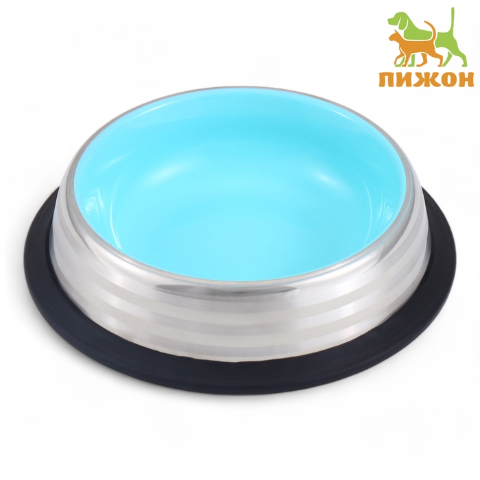 Миска с нескользящим основанием, 225 мл, серебристо-голубая Миска с нескользящим основанием, 225 мл, серебристо-голубая