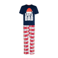 Пижама новогодняя мужская KAFTAN "Santa team", цвет синий/красный, размер 48