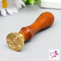 Печать для сургуча с деревянной ручкой "Розы и сердце" 9х2,5х2,5 см Печать для сургуча с деревянной ручкой "Розы и сердце" 9х2,5х2,5 см