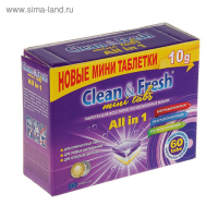 Таблетки для посудомоечных машин Clean&Fresh All in1 mini tabs, 60 шт Таблетки для посудомоечных машин Clean&Fresh All in1 mini tabs, 60 шт