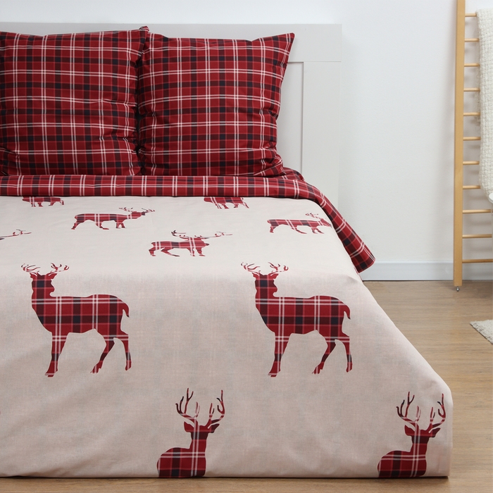 Постельное бельё "Этель" Scottish deer 1.5 сп 143х215 см,150х214 см, 70х70 см 2 шт,поплин 125 г/м2