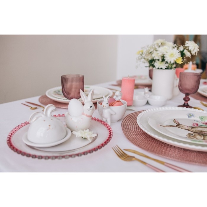 Блюдо с крышкой Доляна «Зайка в золотом», 12×9,5 см, цвет белый Блюдо с крышкой Доляна «Зайка в золотом», 12×9,5 см, цвет белый