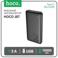Внешний аккумулятор Hoco J87, 10000 мАч, 1 USB, 1 Type-C, 3 А, дисплей, чёрный Внешний аккумулятор Hoco J87, 10000 мАч, 1 USB, 1 Type-C, 3 А, дисплей, чёрный