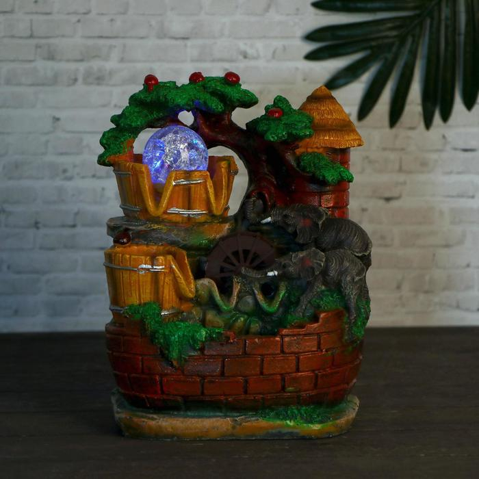 Фонтан Фонтан "Слоны у воды" 13,5х18х27 см (с подсветкой)