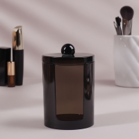 Органайзер для ватных дисков, с крышкой, d = 7 × 11,5 см, цвет полупрозрачный/чёрный Органайзер для ватных дисков, с крышкой, d = 7 × 11,5 см, цвет полупрозрачный/чёрный