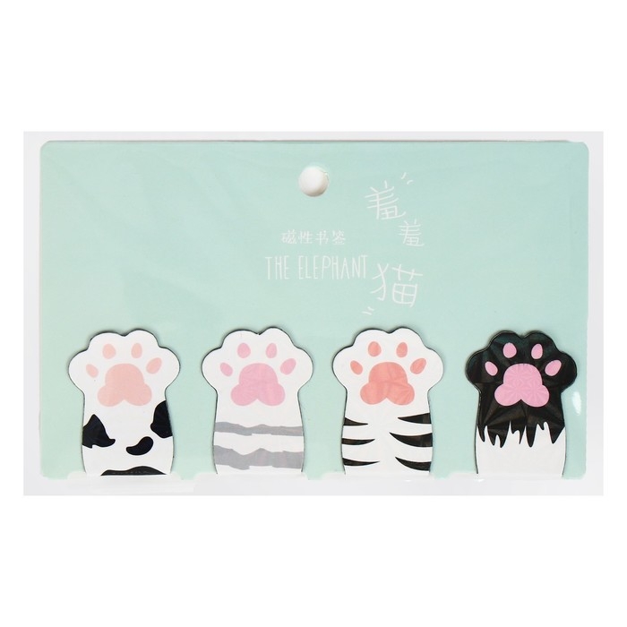 Набор магнитных закладок для книг Calligrata 4 штуки, Набор магнитных закладок для книг Calligrata 4 штуки, "Лапки", МИКС