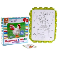 Набор для творчества: создание игрушки из меховых палочек и раскраска &laquo;Веселая курочка&raquo;