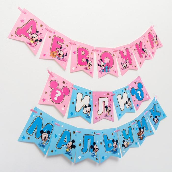 Гирлянда на ленте Гирлянда на ленте "Девочка или мальчик", длина 3 м, Дисней беби