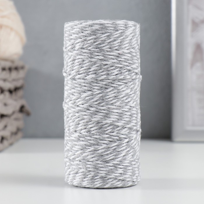 Пряжа 100% целлюлоза "Softino Raffia Color Melange" кручёная, серая 100м &plusmn;2м 87 гр