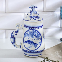 Кружка пивная "Жанровая. Охота", гжель Кружка пивная "Жанровая. Охота", гжель