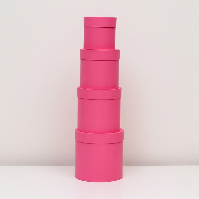 Набор круглых коробок 4 в 1 Набор круглых коробок 4 в 1 "Розовый" 20 х 20 - 13 х 13 см