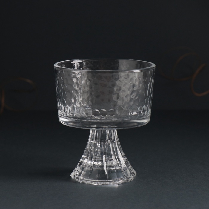 Подсвечник стекло на 1 свечу d=8 см "Креманка" прозрачный 8,8х8,8х10,3 см