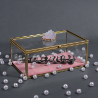 Органайзер для хранения &laquo;Кристалл&raquo;, с крышкой, стеклянный, 1 секция, 17 &times; 11,5 &times; 10 см, цвет прозрачный/медный/розовый