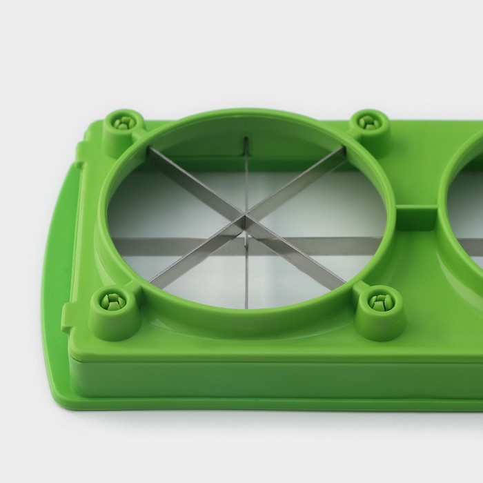 Тёрка с лотком Доляна &laquo;Фреш Флеш&raquo;, 7 насадок, 27&times;10&times;12 см, цвет зелёный, белый