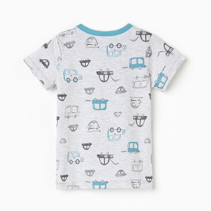 Футболка детская, цвет серый/машинки, рост 86