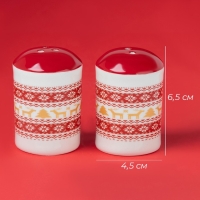 Новогодний набор для специй Доляна &laquo;Финский лес&raquo;, 2 предмета: солонка 50 мл, перечница 50 мл, керамика, цвет белый