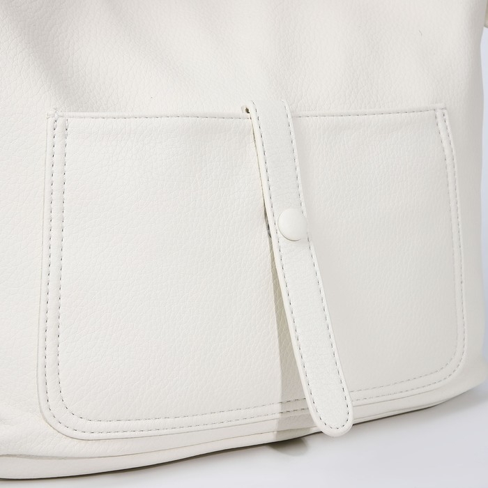 Сумка-тоут на молнии, 2 наружных кармана, цвет белый Сумка-тоут на молнии, 2 наружных кармана, цвет белый