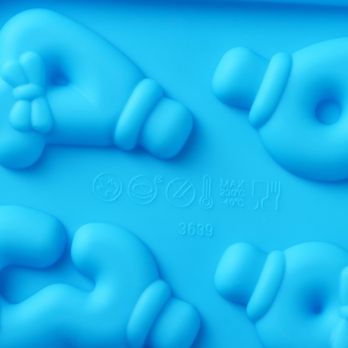 Форма для леденцов Доляна &laquo;Цифры-мальчики&raquo;, силикон, 22&times;14&times;1 см, 10 ячеек (5,5&times;3,5 см), с палочками, цвет синий