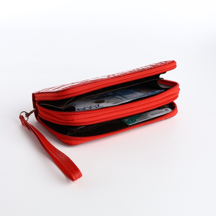 Кошелёк женский на молниях, цвет красный Кошелёк женский на молниях, цвет красный