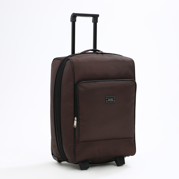 Чемодан малый 52 л (S), &laquo;Фабрика КАРТЕКС&raquo;, отдел на молнии, с расширением, наружный карман, 2 колеса, цвет коричневый