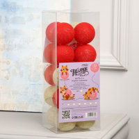 Гирлянда &laquo;Нить&raquo; 5 м с насадками &laquo;Клубки красно-золотистые&raquo;, IP20, прозрачная нить, 20 LED, свечение тёплое белое, 220 В