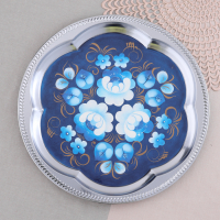 Набор &laquo;Жостово на синем&raquo;, рюмка, 3 предмета, самовар 3 л, заварочный чайник 0,7 л, поднос