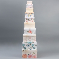 Набор коробок 10 в 1, упаковка подарочная, «Шебби», 10.2 х 10.2 х 6‒28.2 х 28.2 х 15 см Набор коробок 10 в 1, упаковка подарочная, «Шебби», 10.2 х 10.2 х 6‒28.2 х 28.2 х 15 см