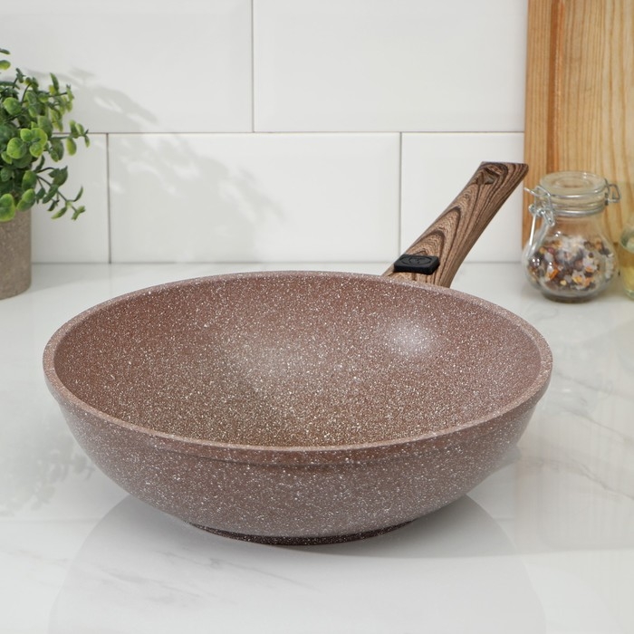 Сковорода WOK Доляна &laquo;Брауни&raquo;, d=28 см, съёмная ручка, антипригарное покрытие, индукция