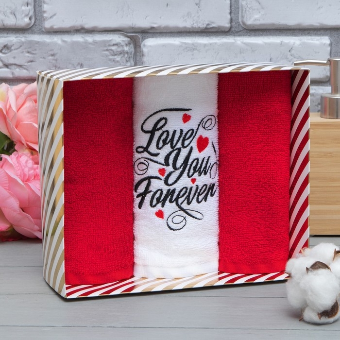 Набор полотенец &laquo;Love you forever&raquo; 30х60 см - 3шт