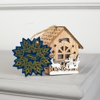 Ёлочная игрушка «Домик с Дедом Морозом на санках», от батареек, свечение тёплое белое Ёлочная игрушка «Домик с Дедом Морозом на санках», от батареек, свечение тёплое белое