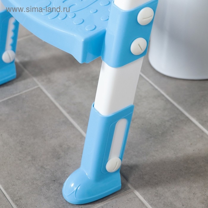 Детская накладка - сиденье на унитаз со ступенькой &laquo;Панда&raquo;, с ручками, цвет голубой