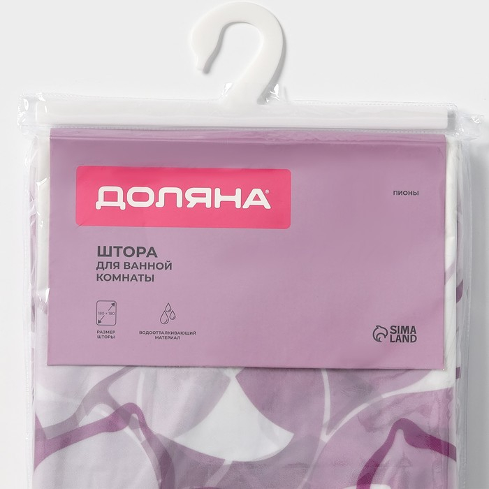Штора для ванной комнаты Доляна &laquo;Пионы&raquo;, 180&times;180 см, PEVA