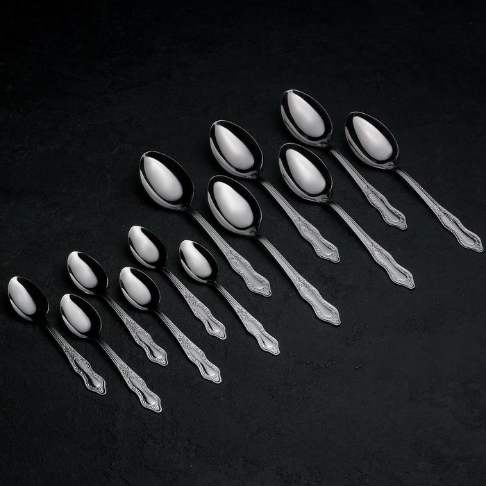 Набор столовых приборов &laquo;Славяна&raquo;, 24 предмета, толщина 1.2 мм, цвет серебряный