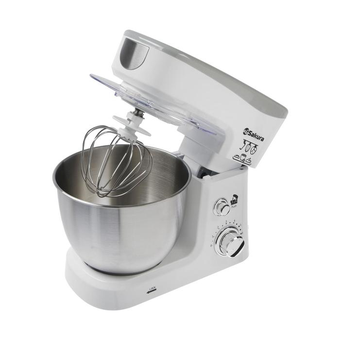 Миксер Sakura SA-6327W, планетарный, 1000 Вт, 3.5 л, 6 скоростей, 3 насадки, белый Миксер Sakura SA-6327W, планетарный, 1000 Вт, 3.5 л, 6 скоростей, 3 насадки, белый