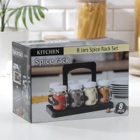 Набор для специй на подставке &laquo;Специи&raquo;, 120 мл, 7,5&times;5&times;8,5 см, 8 шт, цвет белый
