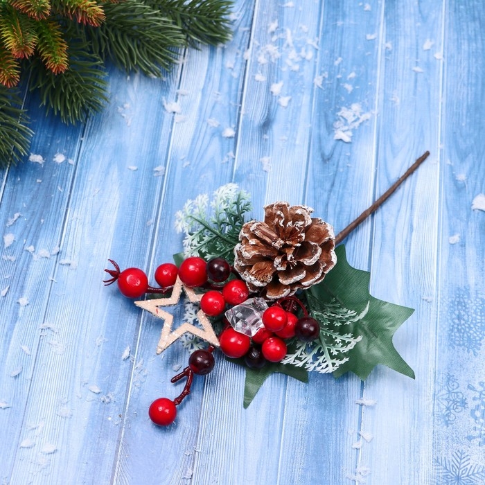 Декор Декор "Зимние грезы" яркая звезда шишка ягоды, 18 см