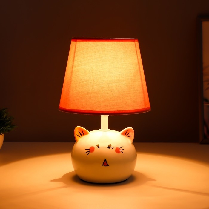 Настольная лампа Настольная лампа "Киса" Е14 40Вт бело-розовый 17х17х27 см RISALUX