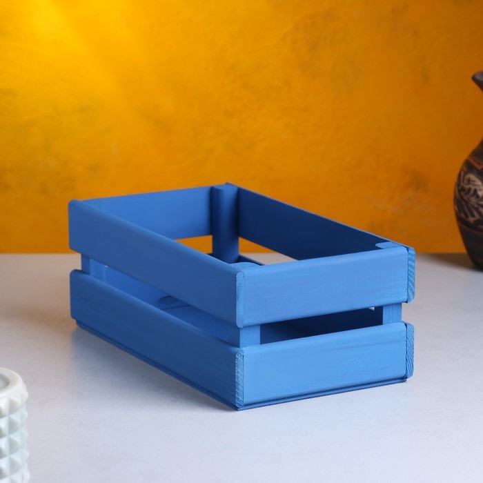 Кашпо деревянное 24.5&times;13.5&times;9 см "Двушка Лайт", двухреечное, синий Дарим Красиво