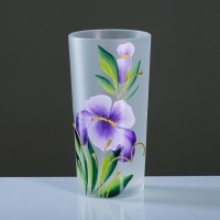 Набор для сока с подносом "Ирис" художественная роспись, 6 стаканов 1250/200 мл, белый матов Набор для сока с подносом "Ирис" художественная роспись, 6 стаканов 1250/200 мл, белый матов