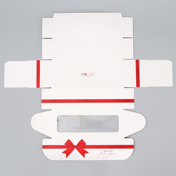 Кондитерская упаковка, коробка для кекса с окном, &laquo;Бант&raquo;, 26 х 10 х 8 см