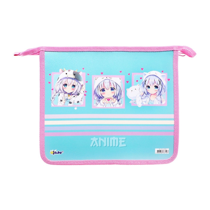 Папка д/тетрадей А5 молния сверху пластик 205*240 ПТ 73-12 дев Аниме аватарки фольга 72721