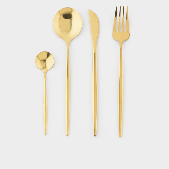 Столовые приборы из нержавеющей стали &laquo;Оску&raquo;, 24 предмета, в коробке, цвет золотой