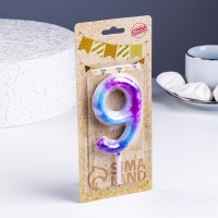 Свеча в торт на шпажке "Галактика", цифра 9, 9 см, ГИГАНТ Свеча в торт на шпажке "Галактика", цифра 9, 9 см, ГИГАНТ