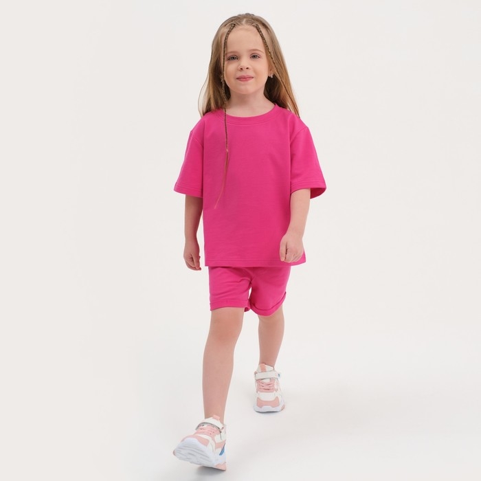 Комплект детский (футболка, шорты) KAFTAN Комплект детский (футболка, шорты) KAFTAN "Basic line" размер 34 (122-128), цвет розовый