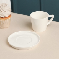 Кофейная пара фарфоровая &laquo;Sola&raquo;, 120 мл, белая