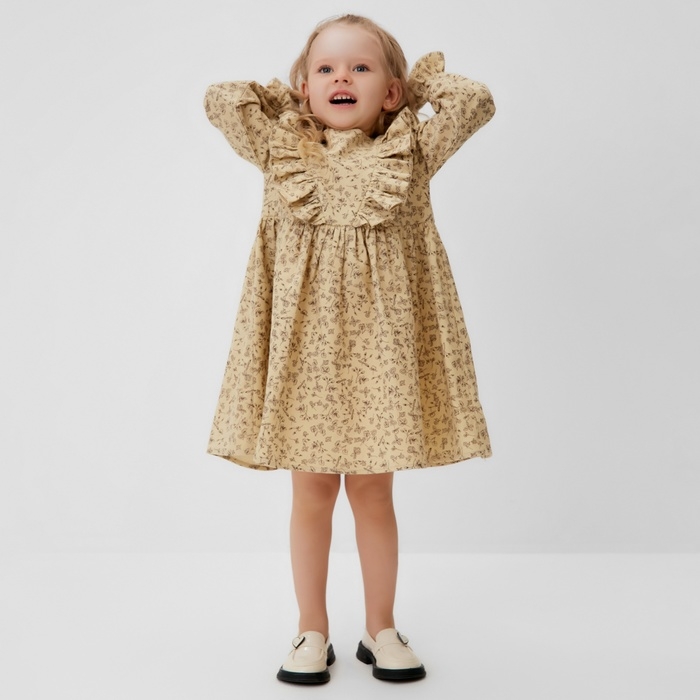 Платье для девочки MINAKU: Cotton collection цвет бежевый, рост 122 см Платье для девочки MINAKU: Cotton collection цвет бежевый, рост 122 см