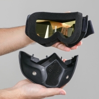 Очки-маска для езды на мототехнике, разборные, стекло желтое, цвет черный Очки-маска для езды на мототехнике, разборные, стекло желтое, цвет черный