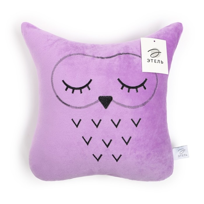 Подушка Этель "Сова" фиолетовая 48х38см, велюр, 100% п/э
