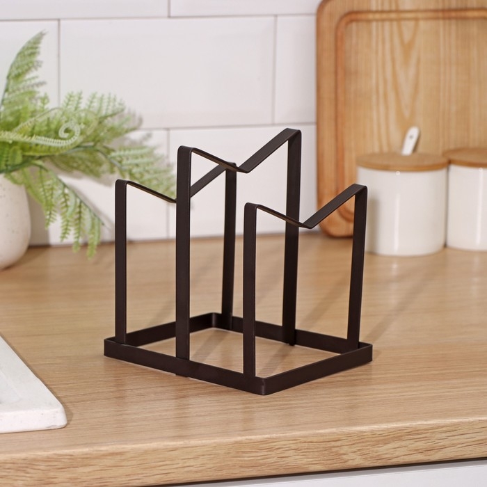 Держатель для крышек и разделочных досок Доляна, 12,5&times;16&times;15 см, цвет коричневый