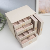 Шкатулка кожзам для украшений "Комод с золотистыми ручками" белая 16,3х18х22,5 см Шкатулка кожзам для украшений "Комод с золотистыми ручками" белая 16,3х18х22,5 см